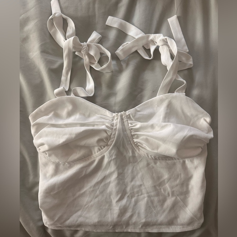 White Kendall & kylie tie straps top
